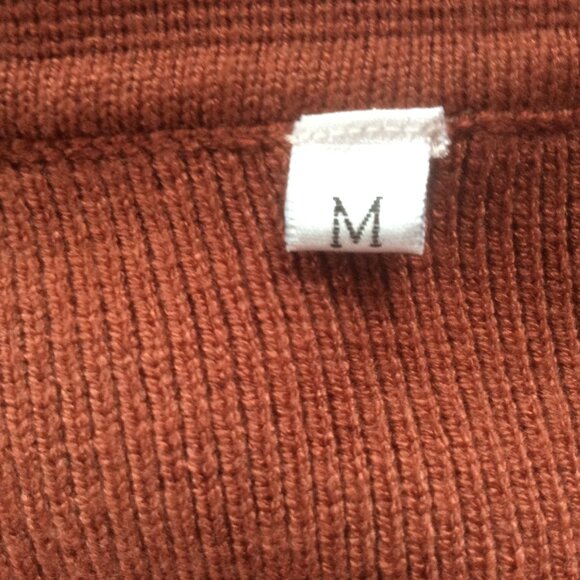 Terra Cotta Long Sleeve Waist Tie Boho Long Duster Sweater w/Pockets Size Medium - Picture 3 of 5